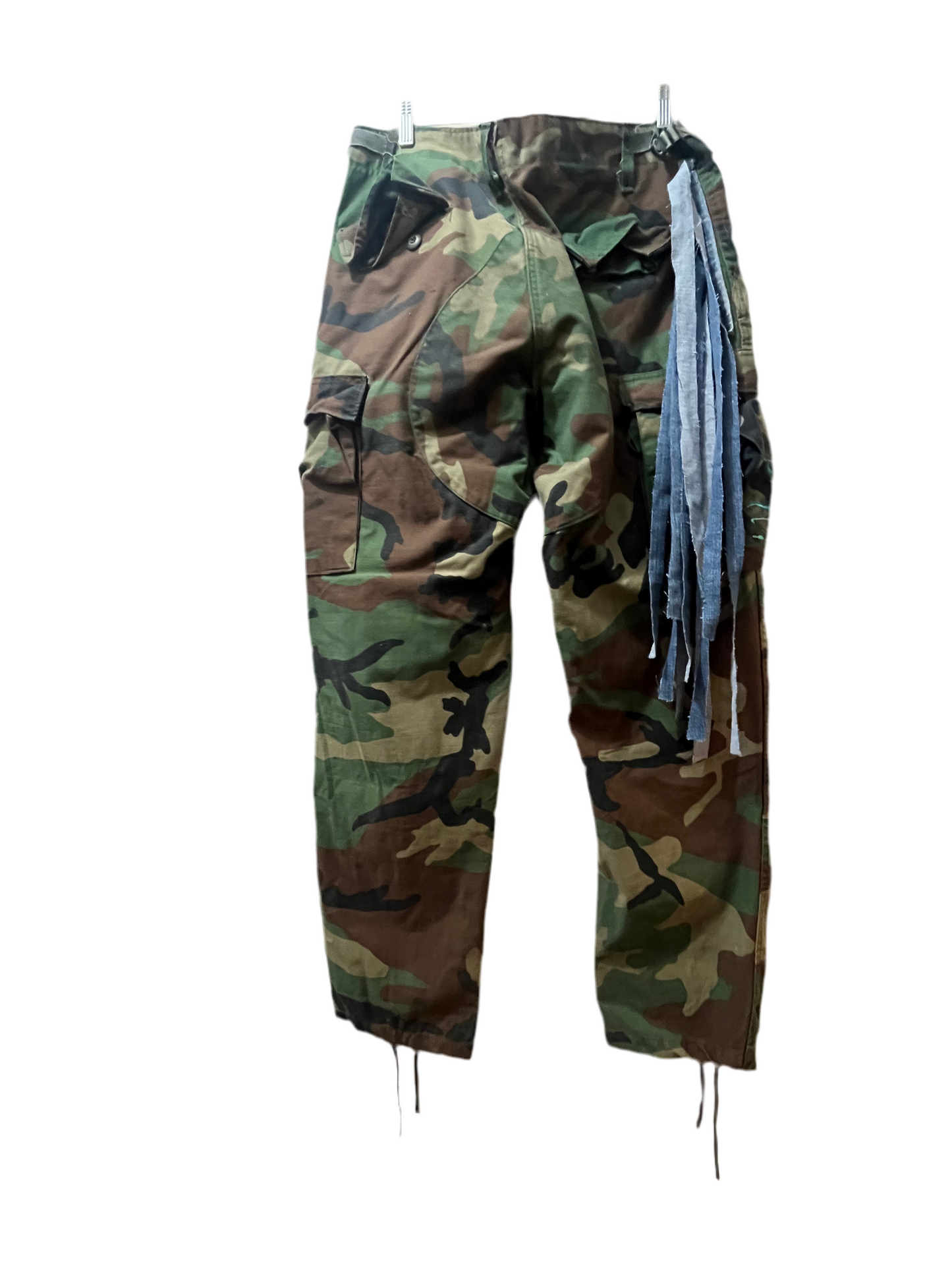 Denim Fringe Camouflage Splash Paint Pants