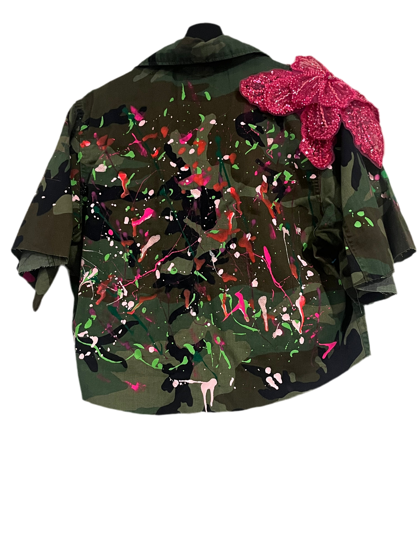 Pretty In Pink Splatter Camo Crop Jacket
