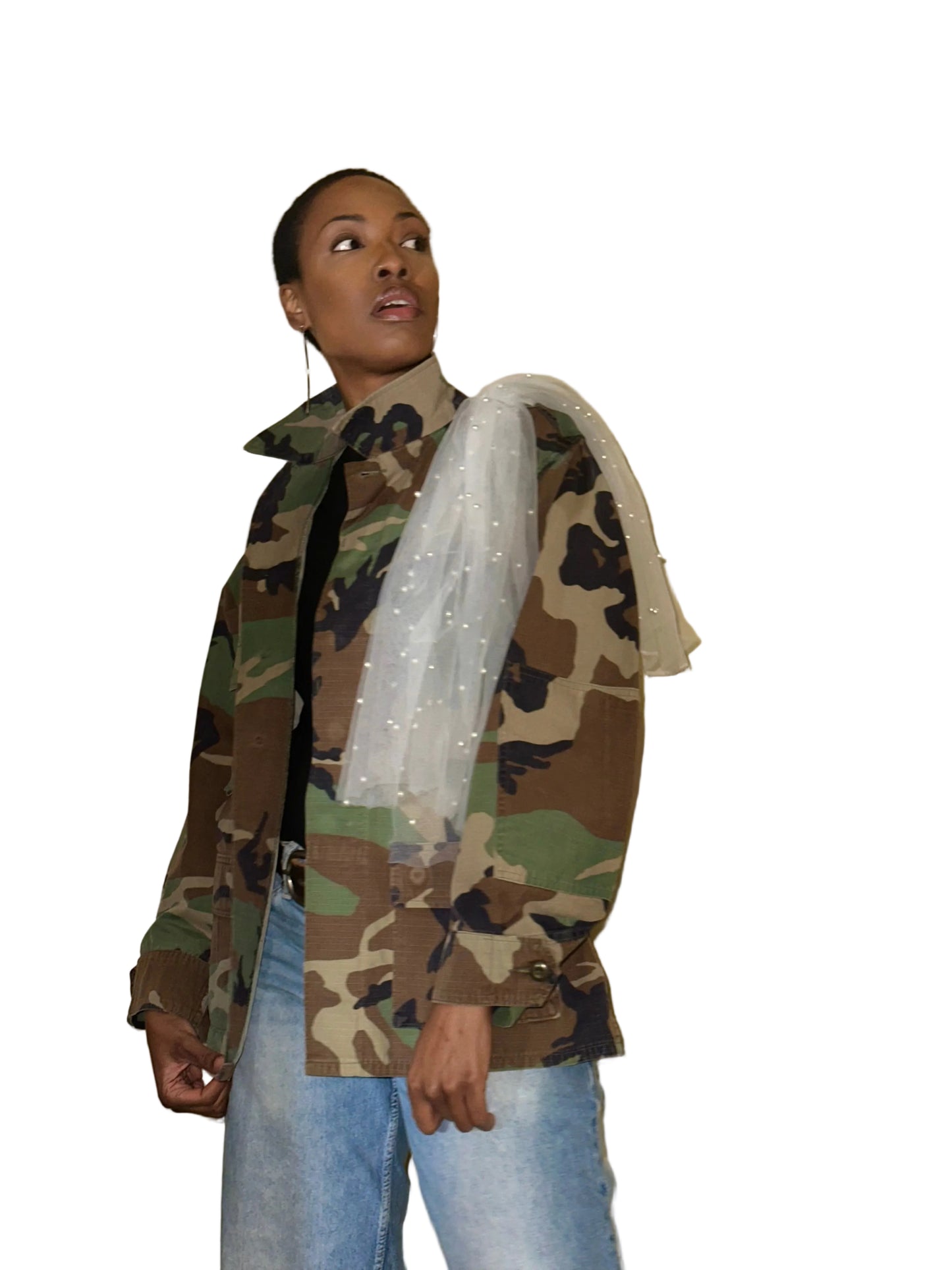 Pearl Tulle Camo Jacket