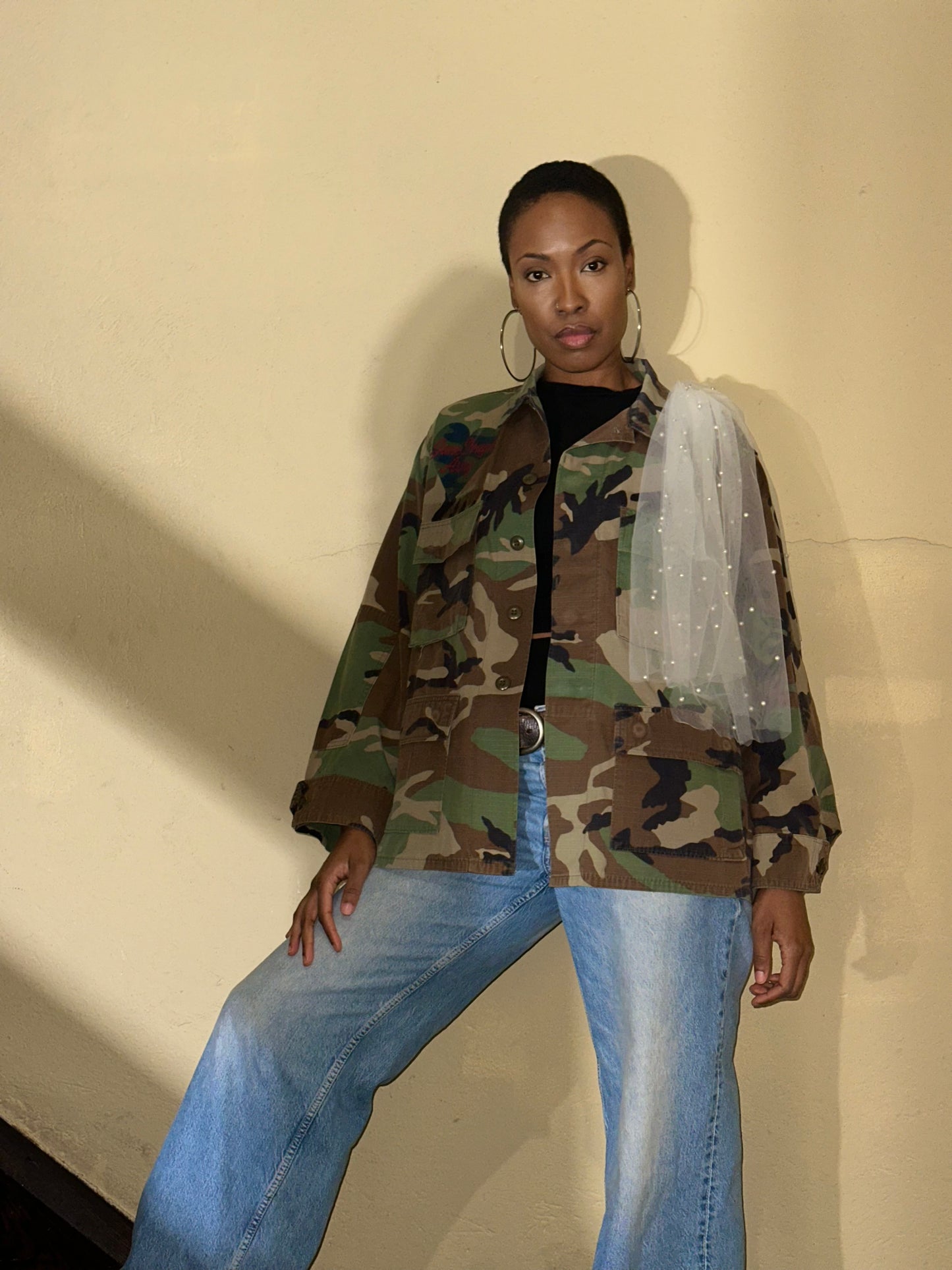 Pearl Tulle Camo Jacket