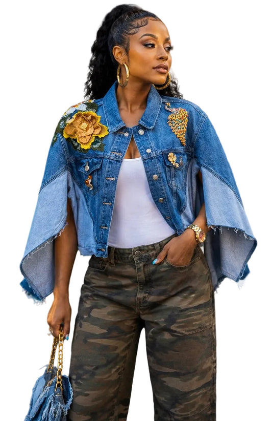 Yellow Rose Denim Deconstructed Cape