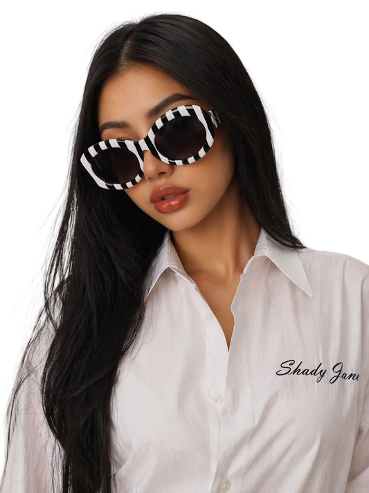 Oval Cat Eye Striped Sunglasses
