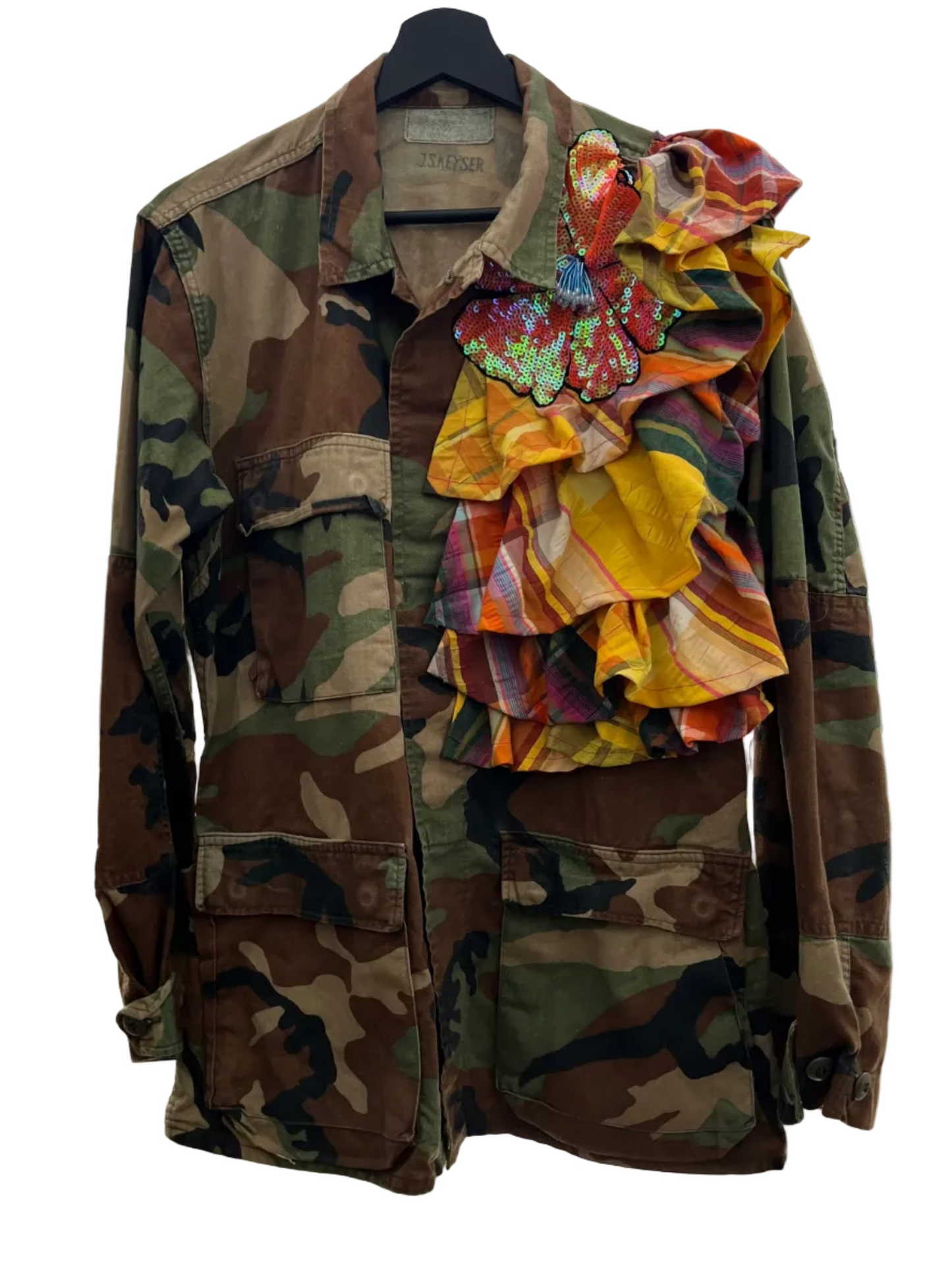 Plaid Corsage Camo Jacket
