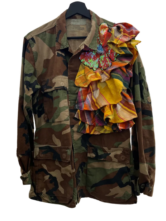 Plaid Corsage Camo Jacket