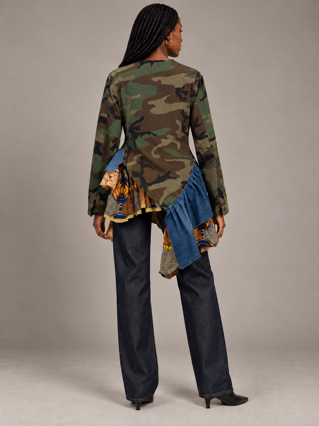 Asymmetrical Peplum Camo Jacket